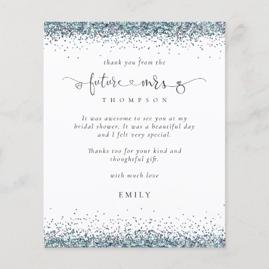 Budget Future Mrsフォトブルーグリッターありがとう (正面)