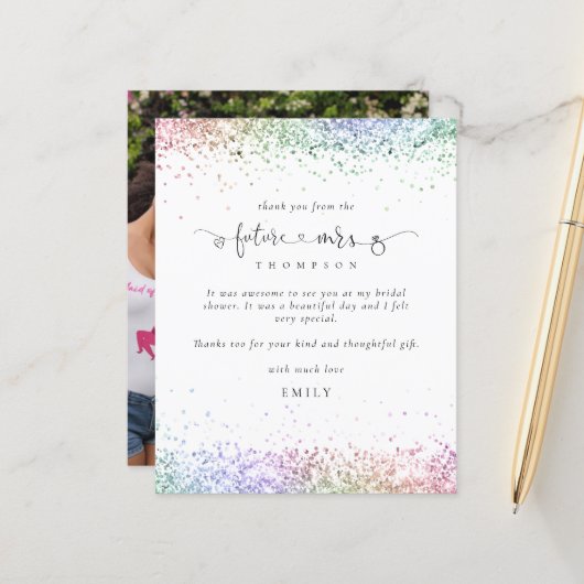 Budget Future Mrs写真グリッターありがカラフルとうございます (正面/裏面インサイチュ)