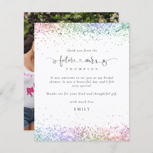 Budget Future Mrs写真グリッターありがカラフルとうございます (正面/裏面)