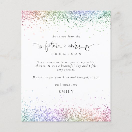 Budget Future Mrs写真グリッターありがカラフルとうございます (正面)