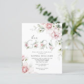 Budget Gentle Rose Girl Baby Shower Invitation (スタンド正面)