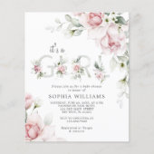 Budget Gentle Rose Girl Baby Shower Invitation (正面)