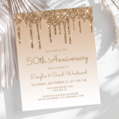 Budget Glitter Gold 50th Anniversary Invitation