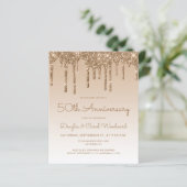 Budget Glitter Gold 50th Anniversary Invitation (スタンド正面)