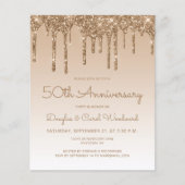 Budget Glitter Gold 50th Anniversary Invitation (正面)