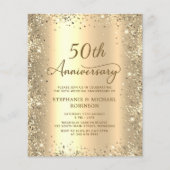 Budget Gold 50th Wedding Anniversary Invitation (正面)