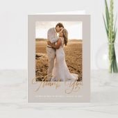 Budget Gold Cursive Script Wedding Thank You Card サンキューカード (正面)