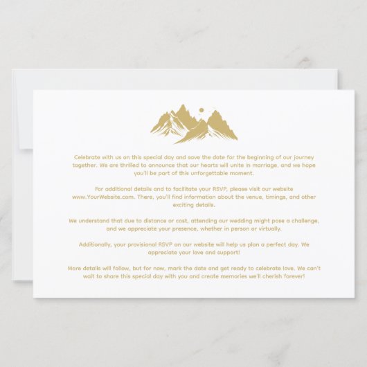 Budget Gold Effect Boho Rustic Mountains Photo (裏面)