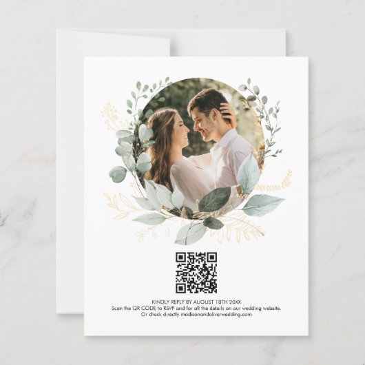 BUDGET Gold Eucalyptus Photo QR Code Wedding  (裏面)