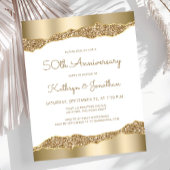 Budget Gold Foil Glitter 50th Anniversary Invite