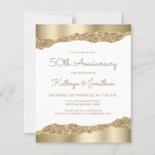 Budget Gold Foil Glitter 50th Anniversary Invite (正面)