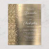 Budget Gold Glam Glitter Wedding Invitation (正面)