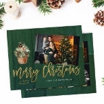 Budget Gold & Green Rustic Christmas 4 Multi Photo チラシ<br><div class="desc">******* MATTE PAPER IS THIN. UPGRADE FOR A THICKER PAPER. NO ENVELOPES INCLUDED. FOR CARD STOCK, THICKER CARDS, CHECK OUT THE LINK BELOW. CARD STOCK, THICKER CARDS HAVE AN OPTION FOR ENVELOPES OR INCLUDES THEM******** Save money on cards with a paper flyer. Warm your family and friends' holidays with your...</div>