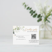 Budget Gold Greenery Eucalyptus QR Code Wedding  エンクロージャーカード (スタンド正面)