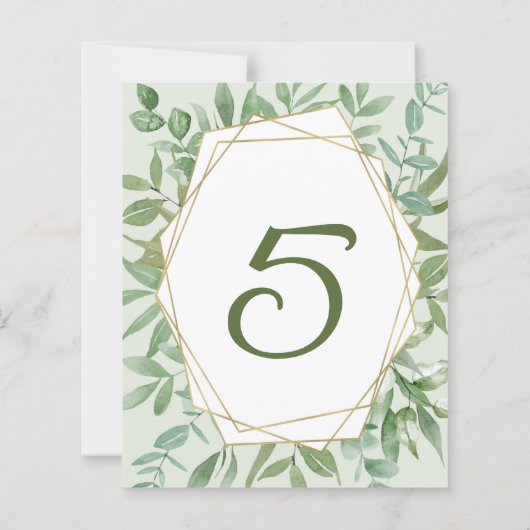 Budget Gold&Greenery Wedding Table Number (裏面)