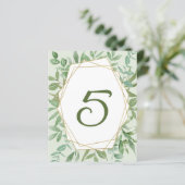 Budget Gold&Greenery Wedding Table Number (スタンド正面)