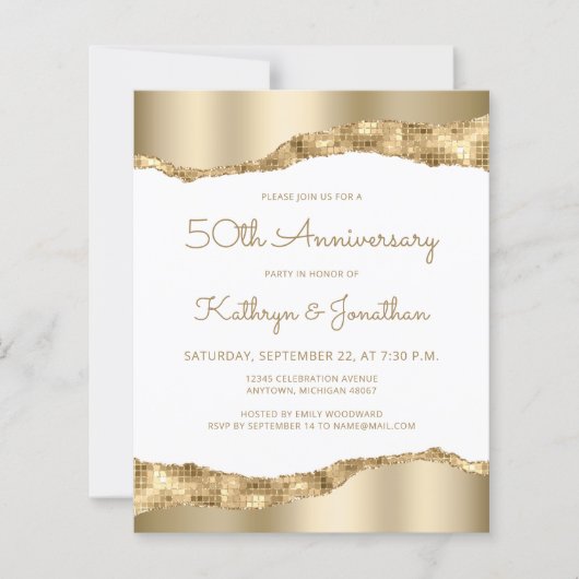 Budget Gold Mirror Foil 50th Anniversary Invite (正面)