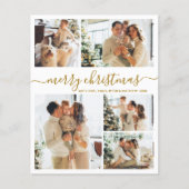 Budget Gold white 5 Photo Collage Christmas Card (正面)
