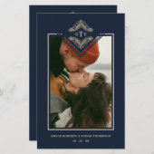 Budget Golden Flourish Classic Ornament Photo Navy (正面/裏面)