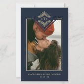 Budget Golden Flourish Classic Ornament Photo Navy (正面)