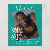 BUDGET Grad PHOTO Announcement Thank You招待状 (正面)