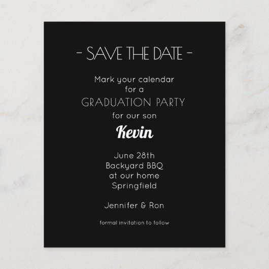 Budget Graduation Save the Date Cards (裏面)