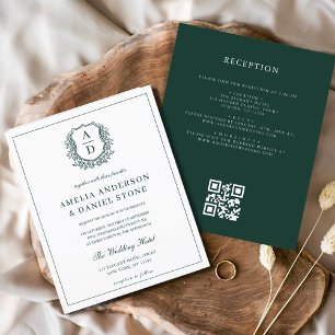 Budget Green CrestのQR結婚コード招待状 チラシ