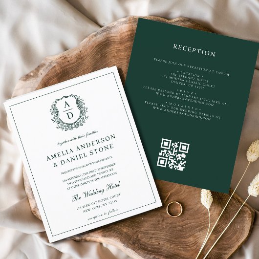 Budget Green CrestのQR結婚コード招待状 チラシ