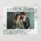 Budget Green Eucalyptus Wedding Save the Date  (正面)