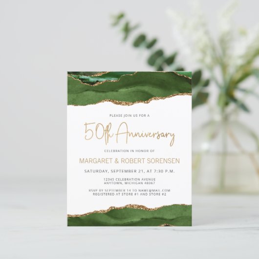 Budget Green Gold Agate 50th Anniversary Invite (スタンド正面)