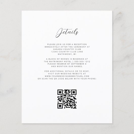 Budget Green Gold Agate QR Code Wedding (裏面)