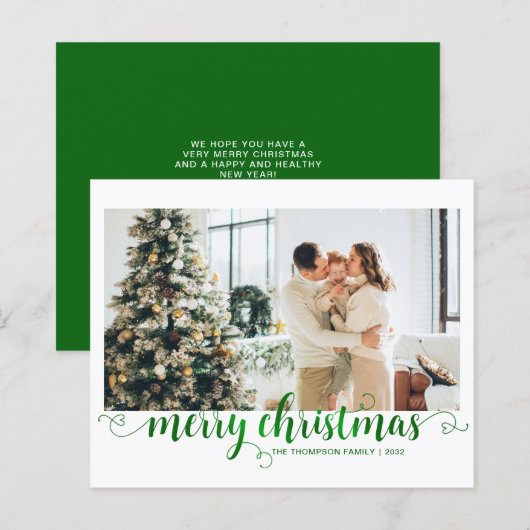 BUDGET Green Merry Christmas Heart Script Photo (正面/裏面)