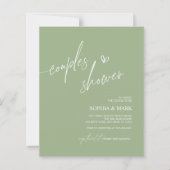 Budget Green Minimalist Couples Shower Invitation (正面)