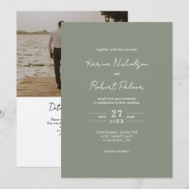 Budget Green Photo QRコードRSVP 結婚's 招待状