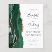 Budget Green Rose Gold 4-Photo Wedding Invite (正面)
