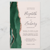 Budget Green Rose Gold Agate Blush QR Code Wedding (正面)