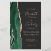 Budget Green Rose Gold Agate Dark QR Code Wedding (正面)