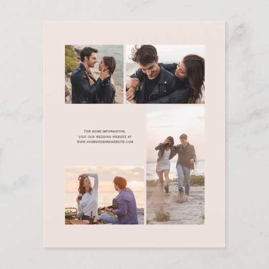 Budget Green Rose Gold Blush Photo Wedding Invite (裏面)