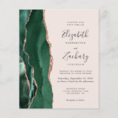 Budget Green Rose Gold Blush Photo Wedding Invite (正面)