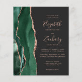 Budget Green Rose Gold Dark 4-Photo Wedding Invite (正面)