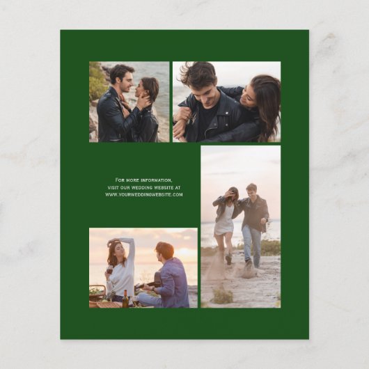 Budget Green Silver 4-Photo Wedding Invite (裏面)