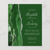 Budget Green Silver 4-Photo Wedding Invite (正面)