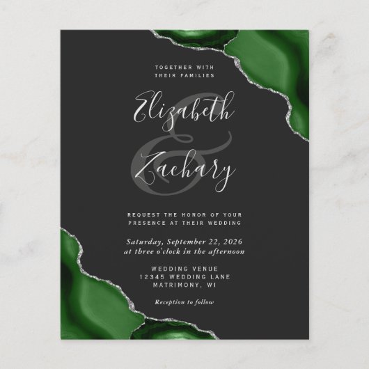 Budget Green Silver Agate Corners Dark Wedding (正面)