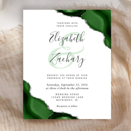 Budget Green Silver Agate Corners Wedding