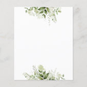 Budget Greeneryの葉スクリプト結婚式招待状 (裏面)