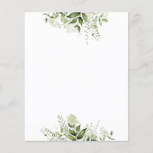 Budget Greeneryの葉スクリプト結婚式招待状 (裏面)