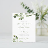 Budget greeneryスクリプトエレガント結婚式招待状 (スタンド正面)