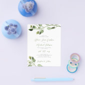 Budget greeneryスクリプトエレガント結婚式招待状 チラシ (シングル)