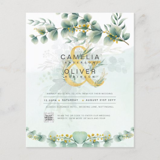 BUDGET Greenery写真結婚式招待状QRコード (正面)