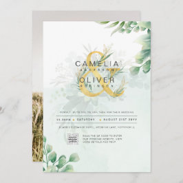 BUDGET Greenery写真結婚式招待状QRコード 招待状